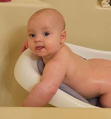 Liam joined the competition — help win amazing prizes! baby, baby_making_funny_faces, bathing, bathroom, bathtub, cheek, chest, child, chin, comfort, eyebrow, eyelash, facial_expression, happy, iris, neck, person, skin, smile, stomach