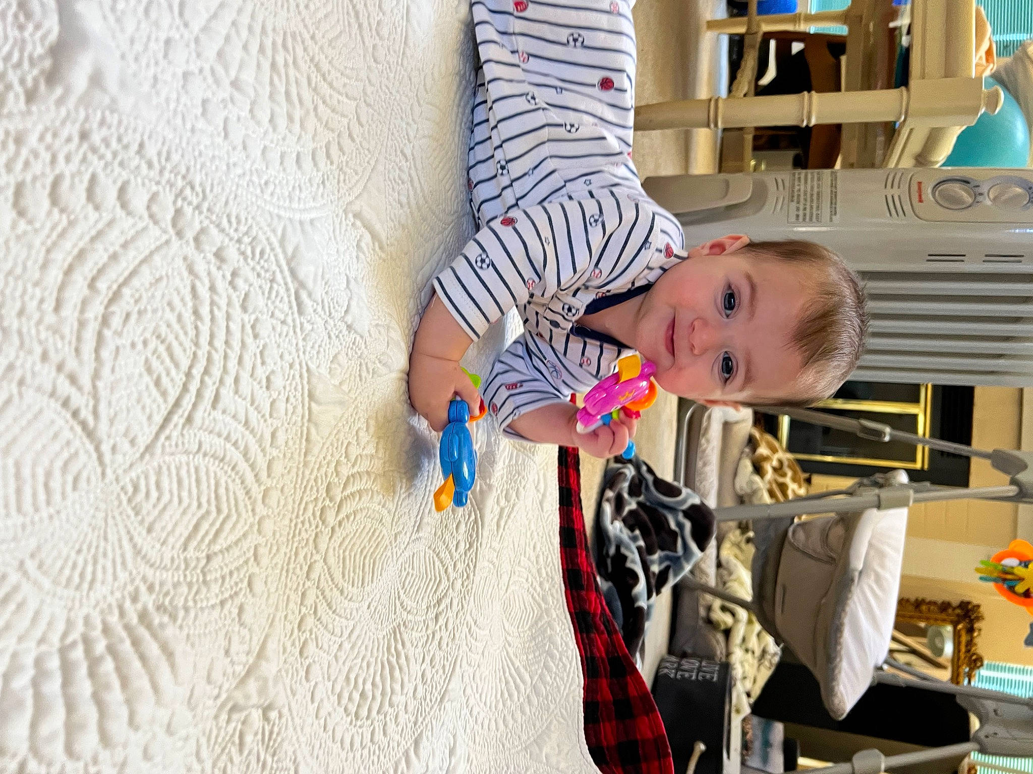Lucas is registered to the contest to win money with this photo: baby, baby_products, baby_safety, baby_toddler_clothing, baby_toys, child, comfort, design, flooring, fun, happy, linens, pattern, person, play, room, shelf, t_shirt, toddler, tree