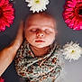 Romy a rejoint le concours — aidez-le/la à gagner de superbes lots ! baby, infant, flower, floating, water, hand, floral_blanket, pink_flower, white_flower, peaceful, sleeping, portrait, closeup, skin, newborn, soft_light, calm, cute, wrapped, serene