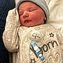 Terry joined the competition — help win amazing prizes! newborn, baby, sleeping, pacifier, hat, clothing, stars, grey_outfit, closeup, infant, cute, peaceful, soft_lighting, bed, blanket, face, hand, resting, indoors, portrait