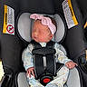baby, newborn, car_seat, headband, sleeping, infant, child, pajamas, straps, safety, cute, peaceful, indoor, clothing, person, portrait, rest, soft, small, seat