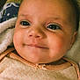 Olivia joined the competition — help win amazing prizes! baby, smiling, face, eyes, infant, blanket, clothing, peach, bow, closeup, cute, happy, portrait, soft, indoors, newborn, baby_wipes, skin, head, person