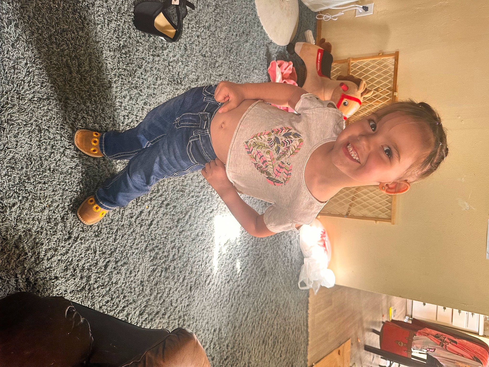 Amalea joined the competition — help win amazing prizes! baby, baby_toddler_clothing, box, child, floor, flooring, foot, fun, happy, human, human_leg, joy, leg, people, person, room, sandal, smile, sock, thigh