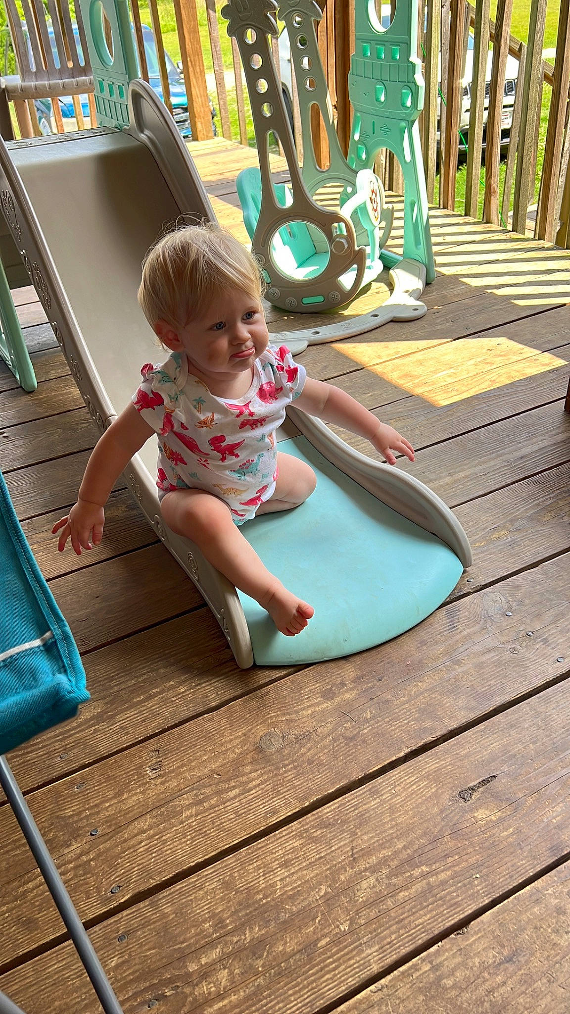 Kingsley joined the competition — help win amazing prizes! baby, baby_toddler_clothing, child, chute, city, flooring, fun, green, hardwood, human_settlement, leisure, outdoor_play_equipment, person, play, playground, playground_slide, public_space, recreation, smile, toddler