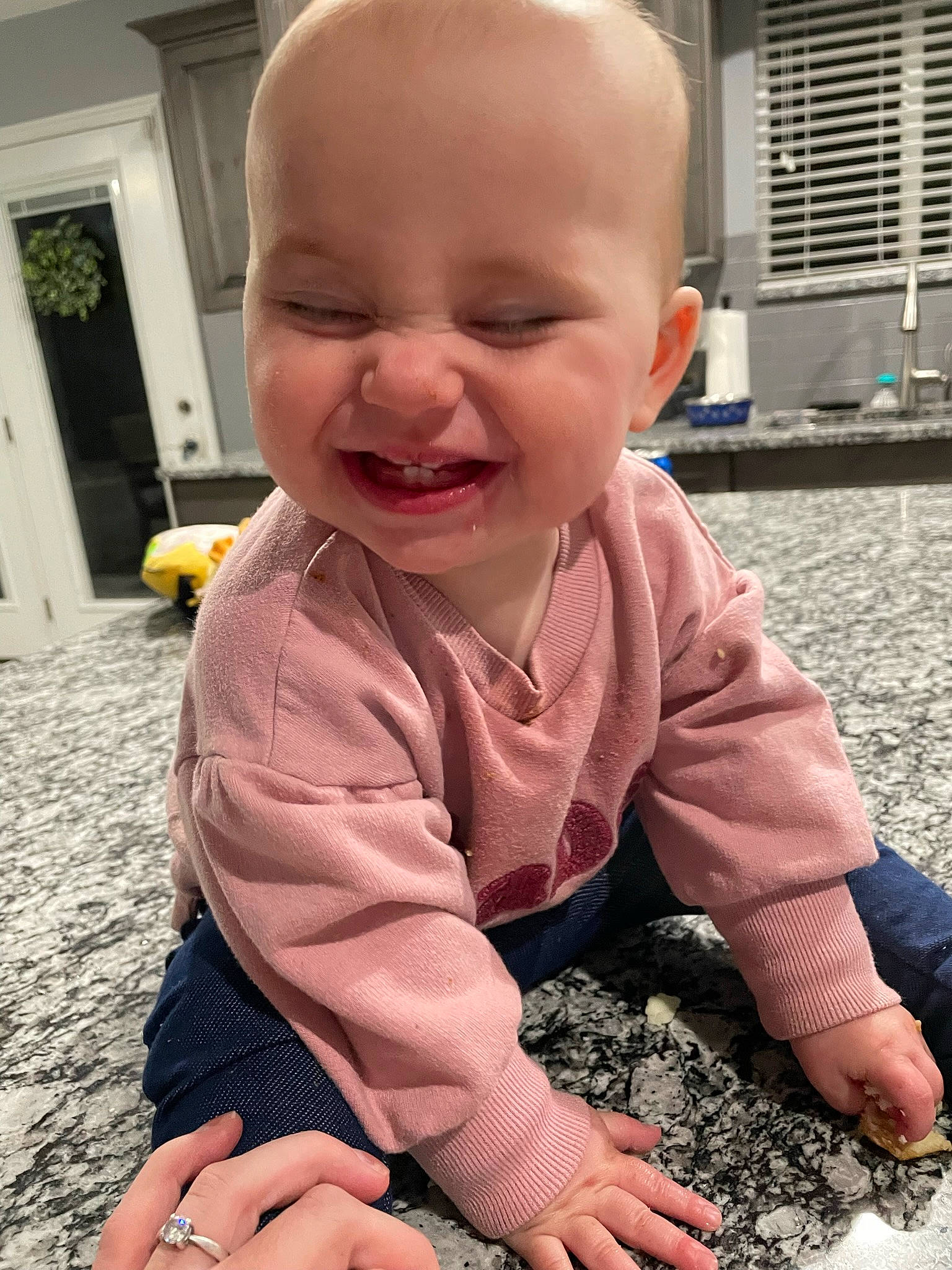 Madison joined the competition — help win amazing prizes! baby, baby_toddler_clothing, cheek, child, crawling, door, finger, flooring, fun, grass, happy, joy, nail, nose, person, sitting, skin, smile, standing, summer