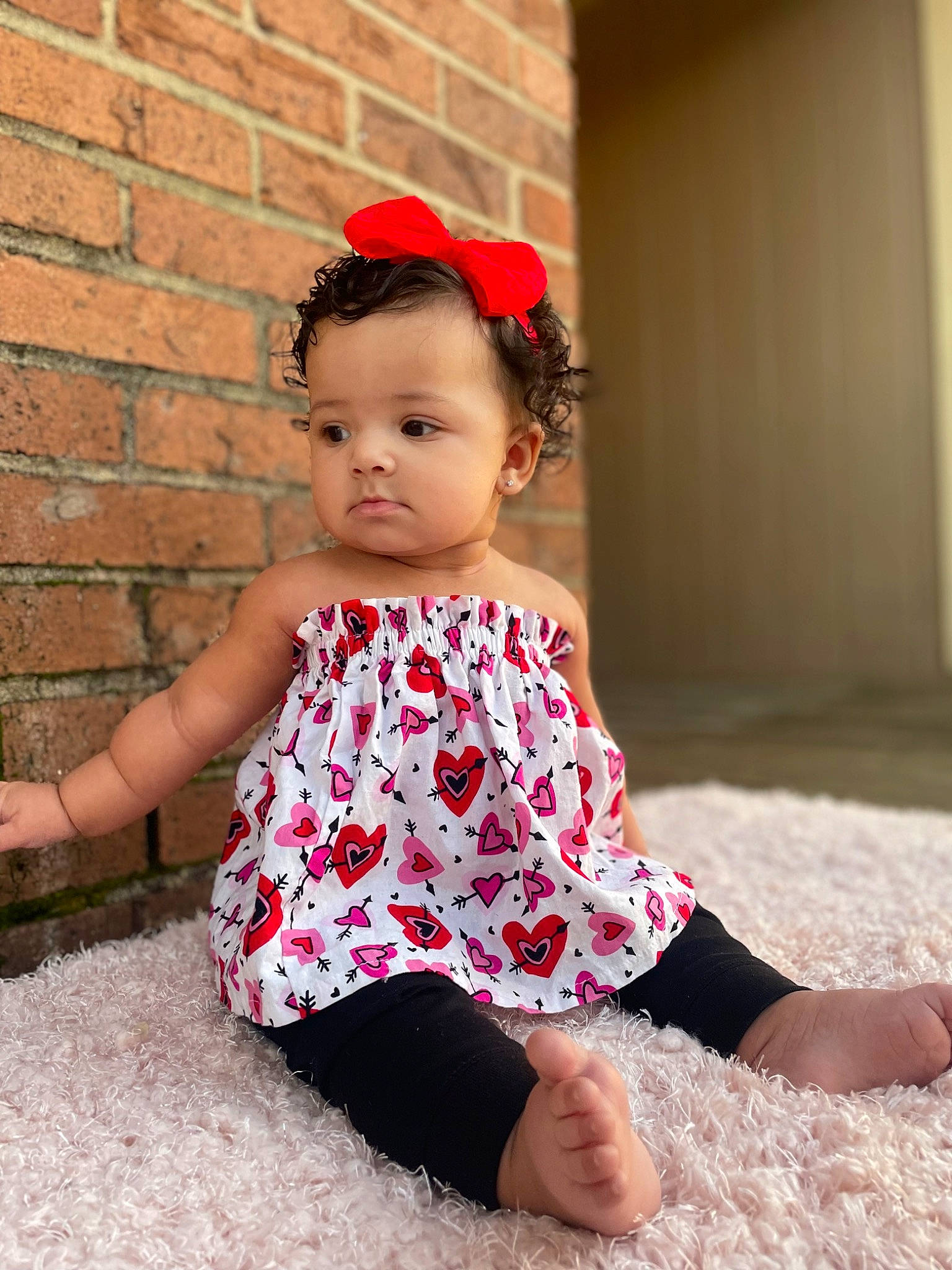 Heavenly is registered to the contest to win money with this photo: baby_toddler_clothing, barefoot, child, day_dress, dress, eye, fashion_accessory, happy, head, human_leg, magenta, one_piece_garment, pattern, person, pink, sleeve, standing, t_shirt, thigh, toddler