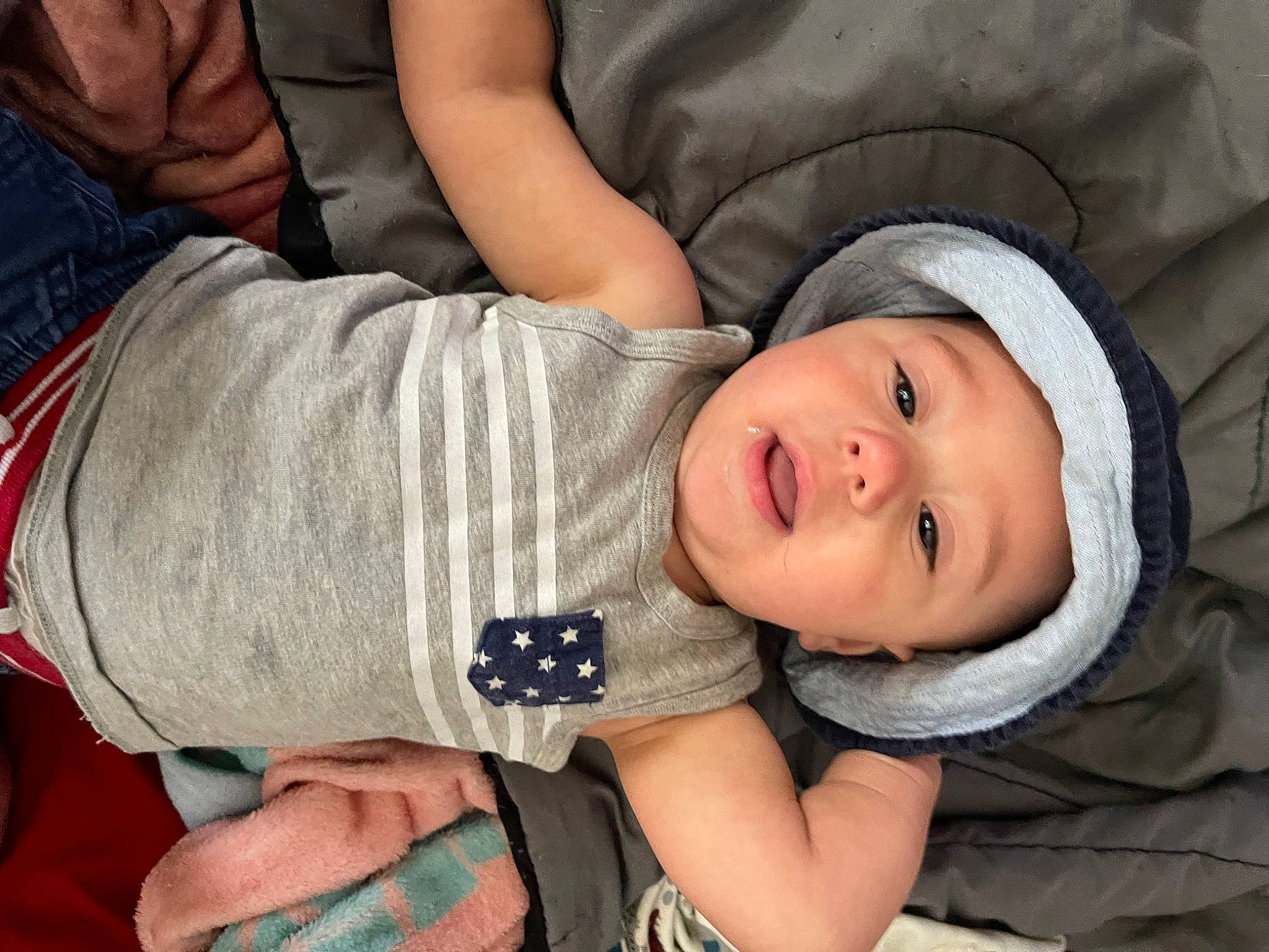 Aiden joined the competition — help win amazing prizes! arm, baby_toddler_clothing, cheek, comfort, eye, finger, happy, head, headwear, human, joint, lip, mammal, mouth, nose, person, skin, sleeve, smile, textile