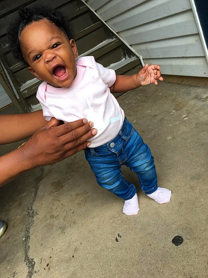 Ma'Haylei Carter is registered to the contest to win money with this photo: baby, cheek, child, cool, fun, jeans, leg, person, play, smile, toddler