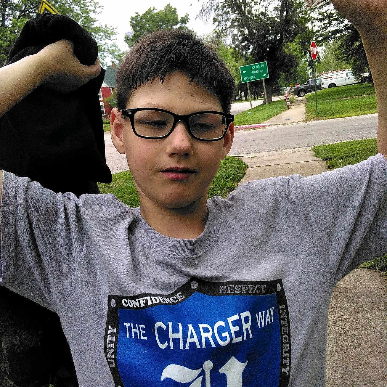 Malakai joined the competition — help win amazing prizes! accessories, boy, clothing, face, glasses, grass, head, male, nature, outdoors, park, person, photography, plant, portrait, shirt, t_shirt, teen, tree, vegetation