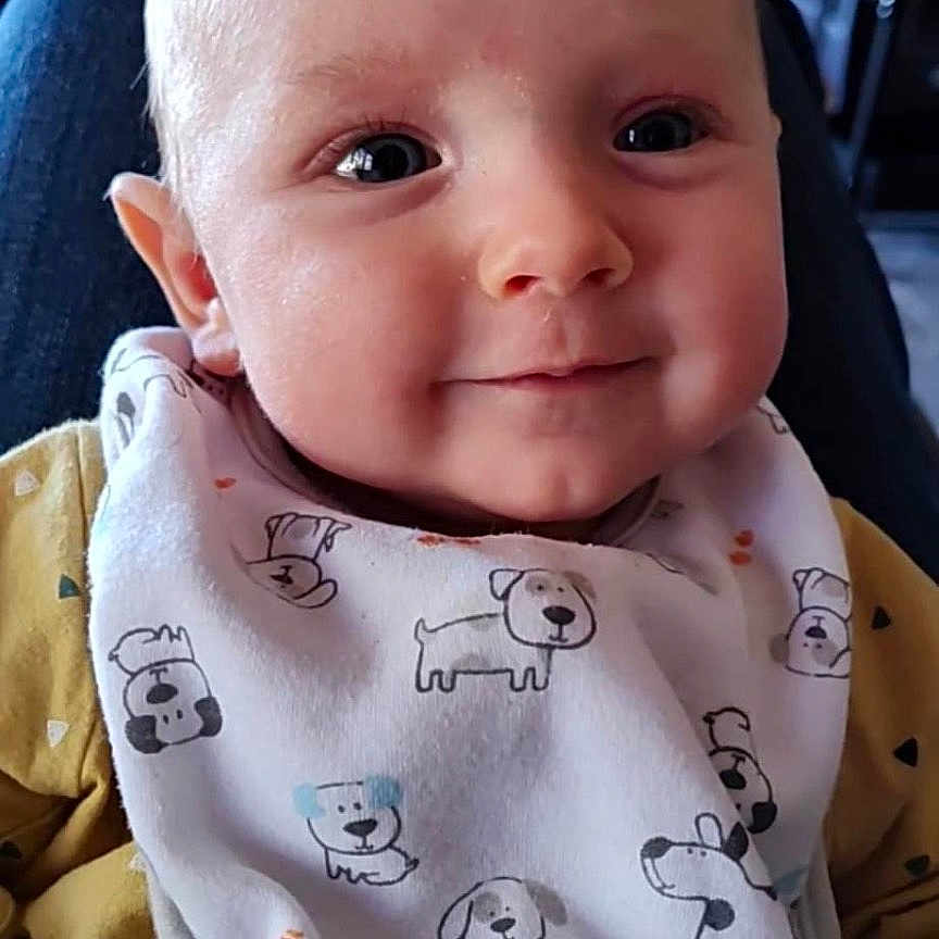 Jace joined the competition — help win amazing prizes! accessories, baby, babylaughing, bib, cushion, face, happy, head, headband, homedecor, newborn, person, photography, portrait, smile