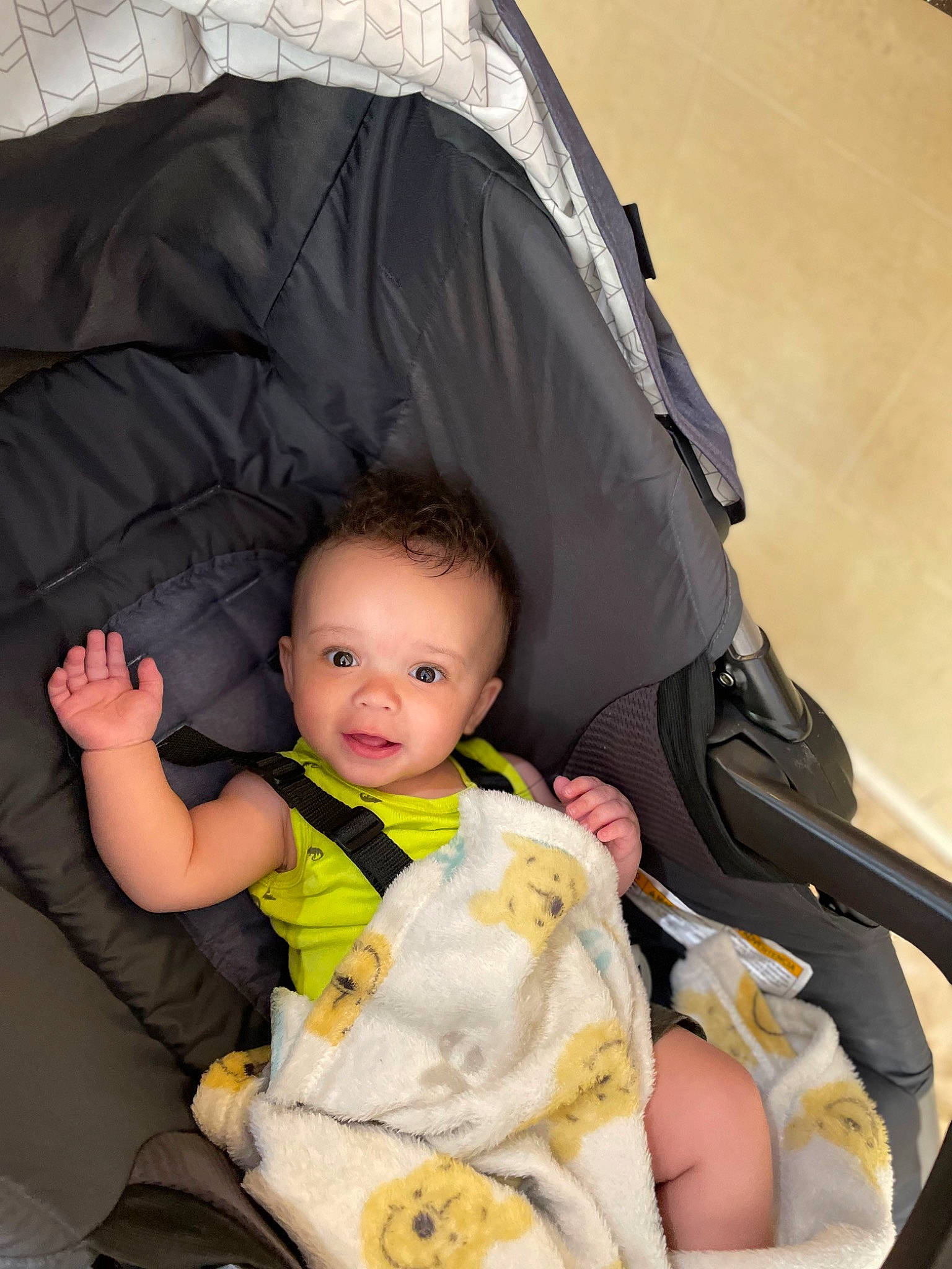 Brodie joined the competition — help win amazing prizes! baby, baby_carriage, baby_products, baby_toddler_clothing, car_seat, chair, child, comfort, flash_photography, fun, hairstyle, happy, lap, person, recreation, sitting, skin, smile, tent, toddler