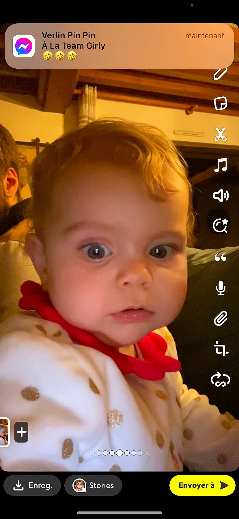 Margaux participe au concours pour gagner de l'argent avec cette photo : baby, baby_toddler_clothing, calendar, cheek, child, ear, eyebrow, eyelash, forehead, fun, happy, iris, lip, nose, person, portrait_photography, skin, sleeve, toddler