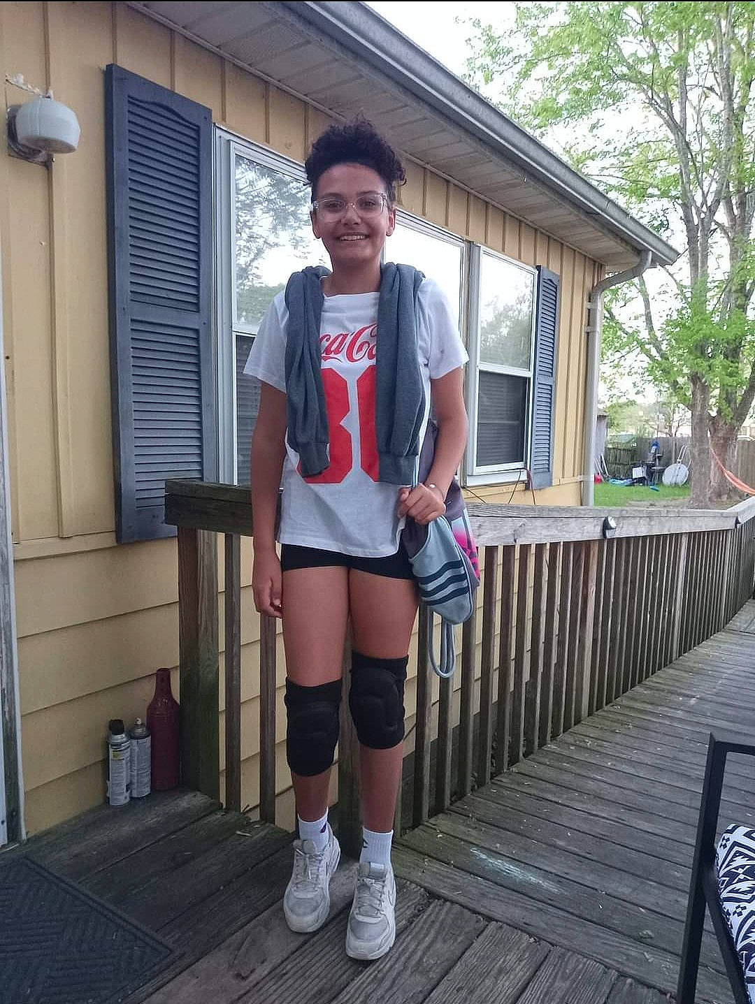 Desiree joined the competition — help win amazing prizes! electric_blue, fun, human_leg, joy, knee, leisure, pattern, person, school_uniform, shorts, sleeve, smile, sock, sportswear, t_shirt, thigh, travel, tree, uniform, vacation