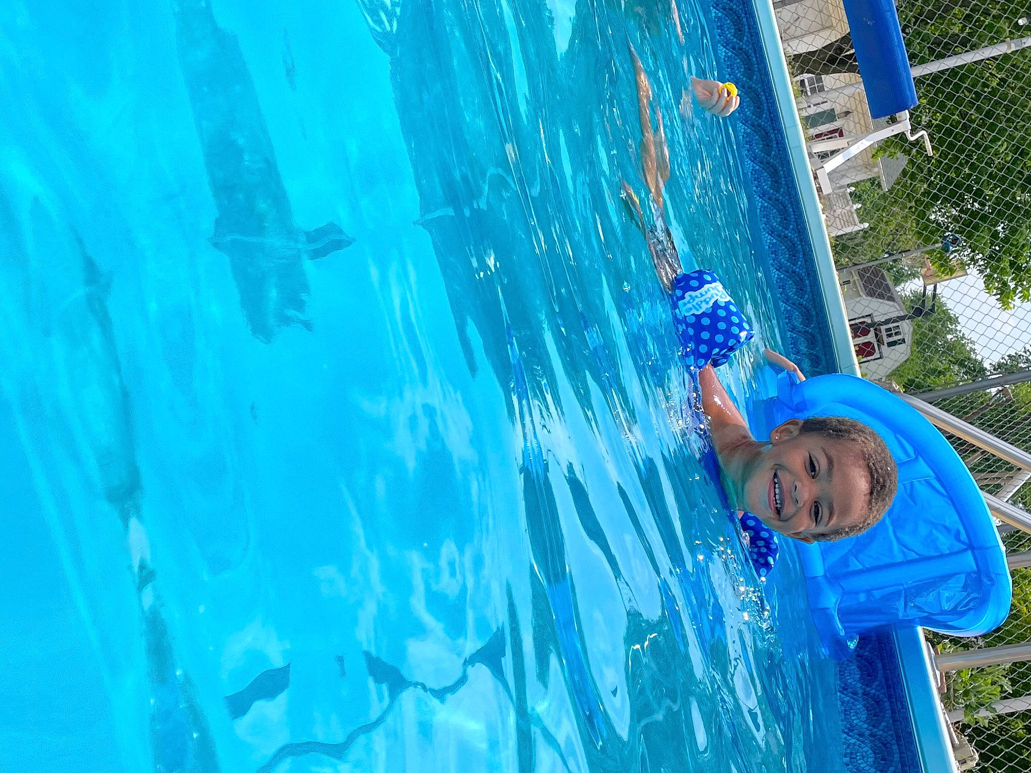 King joined the competition — help win amazing prizes! amusement_park, aqua, azure, blue, chute, electric_blue, fun, joy, leisure, leisure_centre, nonbuilding_structure, paint, person, plant, recreation, smile, swimming_pool, toddler, tree, water