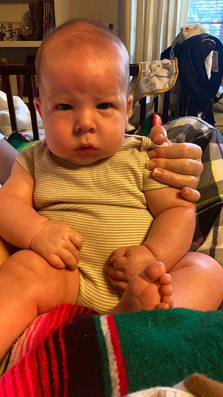Harlan joined the competition — help win amazing prizes! arm, baby, cheek, chin, facial_expression, finger, gesture, hand, head, joint, mouth, muscle, nail, person, photograph, product, shoulder, skin, stomach, thumb