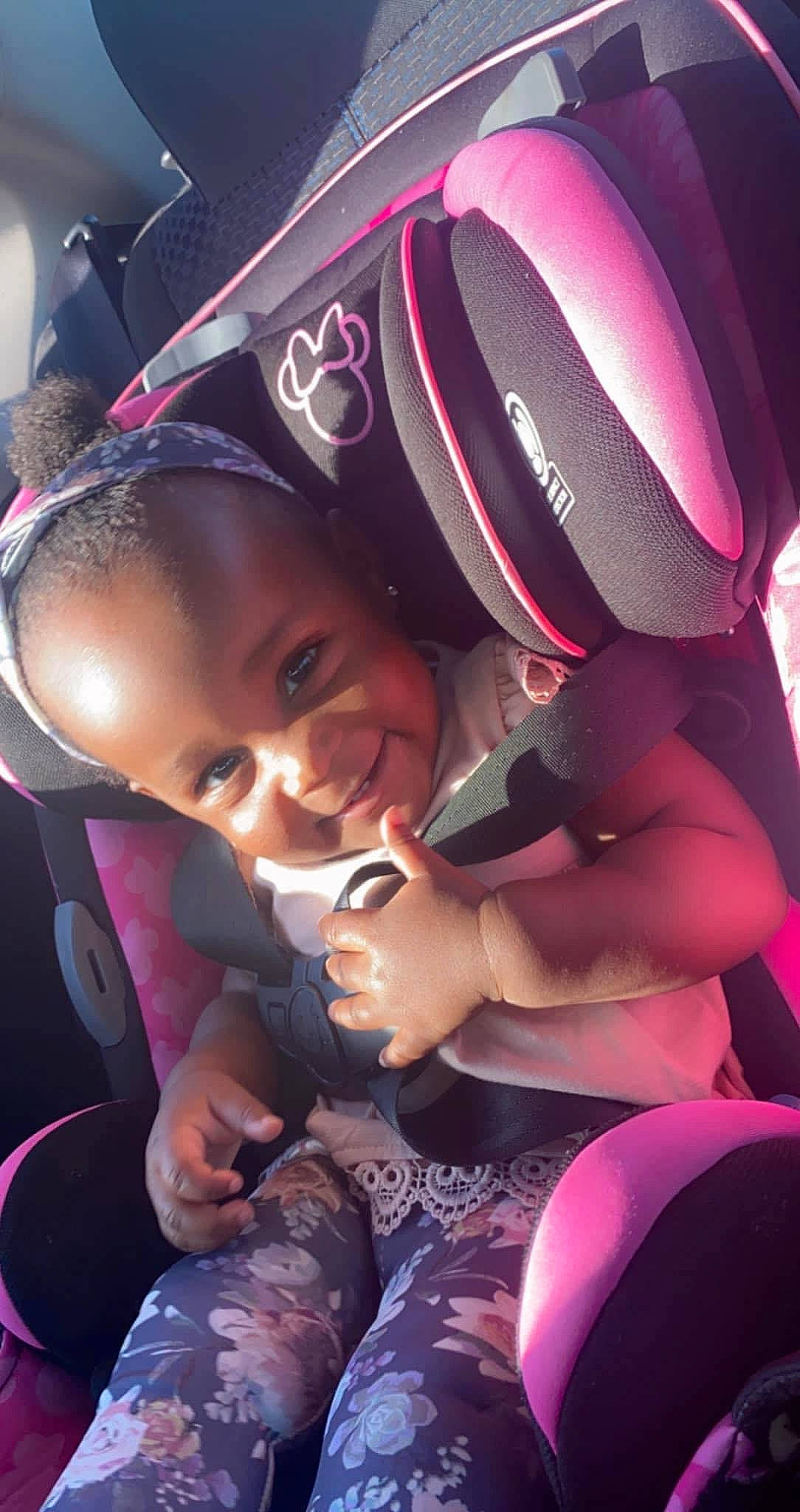 Jaliyah joined the competition — help win amazing prizes! audio_equipment, automotive_design, black_hair, car_seat, cool, eye, flash_photography, fun, gesture, happy, head, human_body, joy, magenta, material_property, person, pink, plant, purple, smile