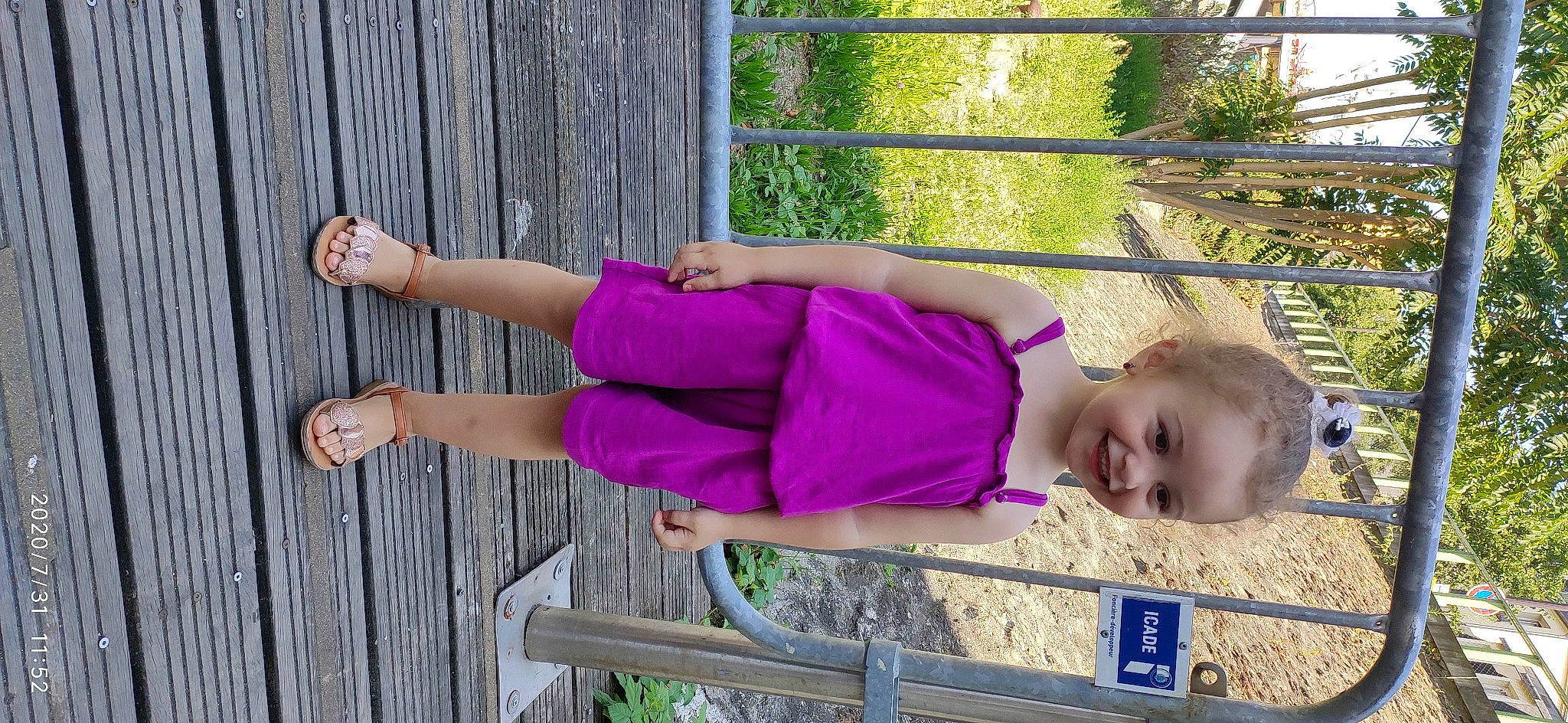 Alicia participe au concours pour gagner de l'argent avec cette photo : baby, baby_toddler_clothing, beauty, child, day_dress, fence, joy, magenta, people_in_nature, person, pink, purple, spring, street_fashion, summer, toddler, trunk, violet, waist