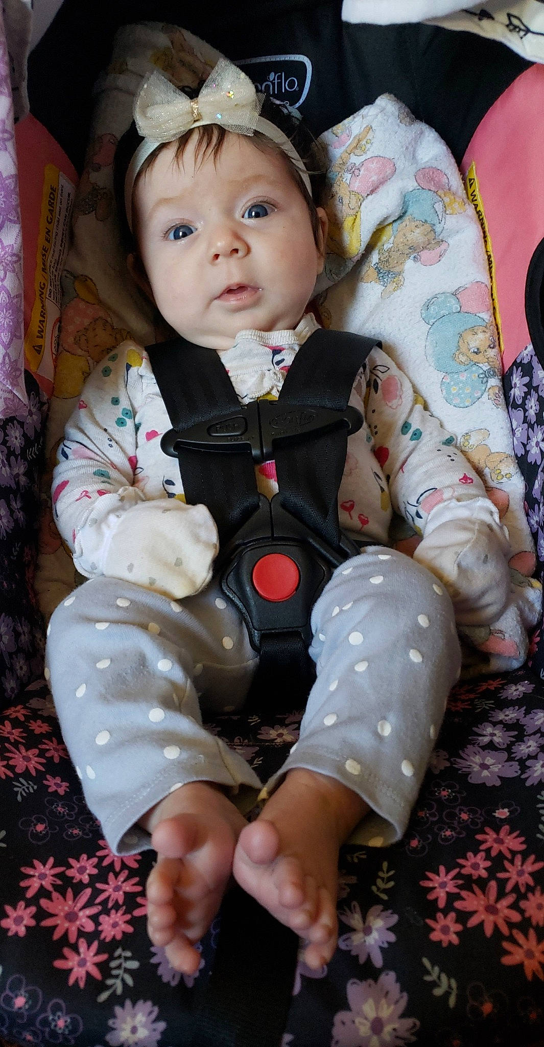 Nami Jean is registered to the contest to win money with this photo: baby, baby_toddler_clothing, cheek, child, collar, comfort, eye, face, facial_expression, fun, head, human_body, lip, nose, pattern, person, pink, skin, sleeve, thigh