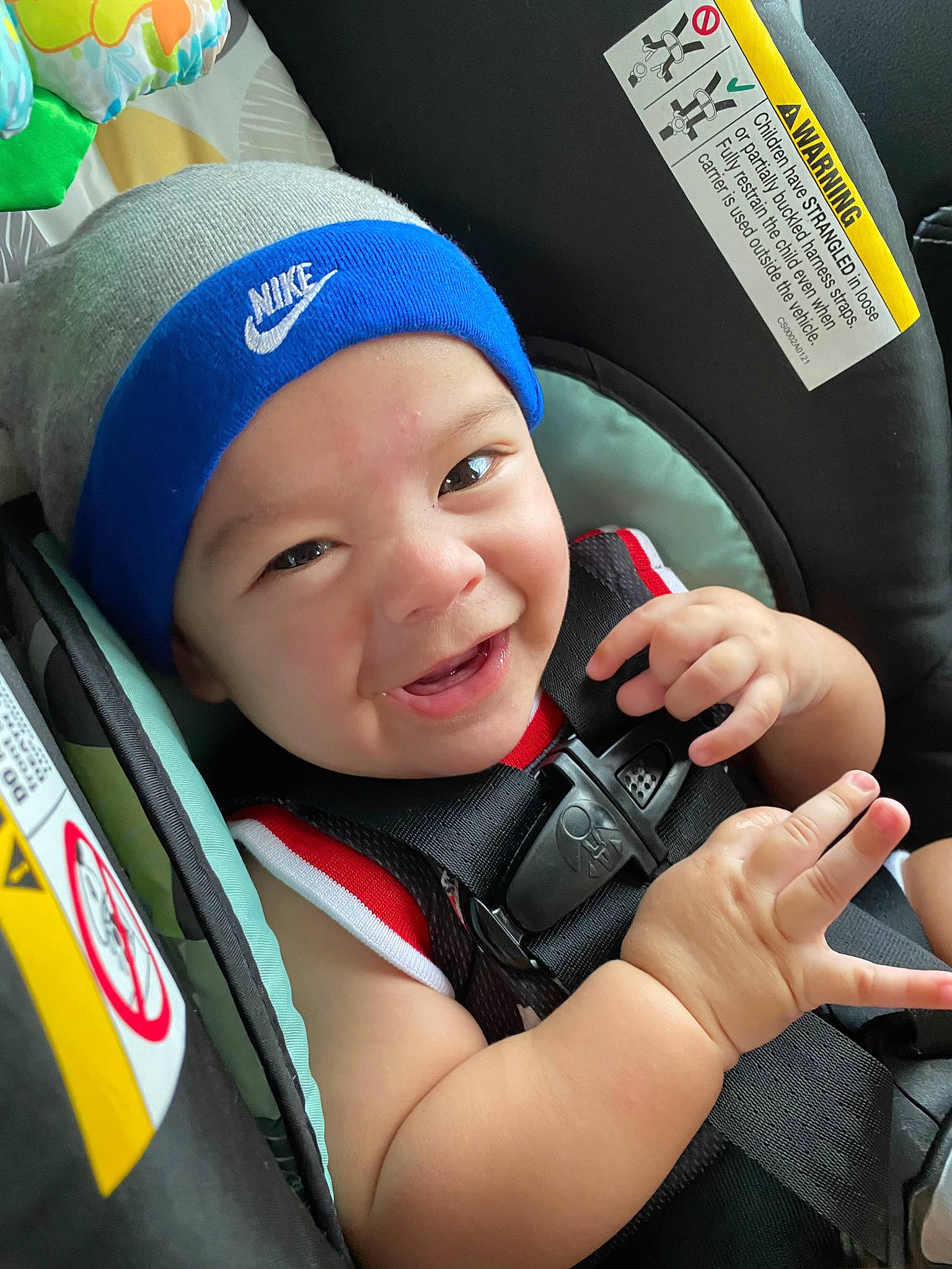 Kaizer joined the competition — help win amazing prizes! auto_part, baby, baby_carriage, baby_in_car_seat, baby_products, cap, car_seat, child, electric_blue, facial_expression, fun, gesture, happy, headgear, headwear, person, personal_protective_equipment, product, skin, smile