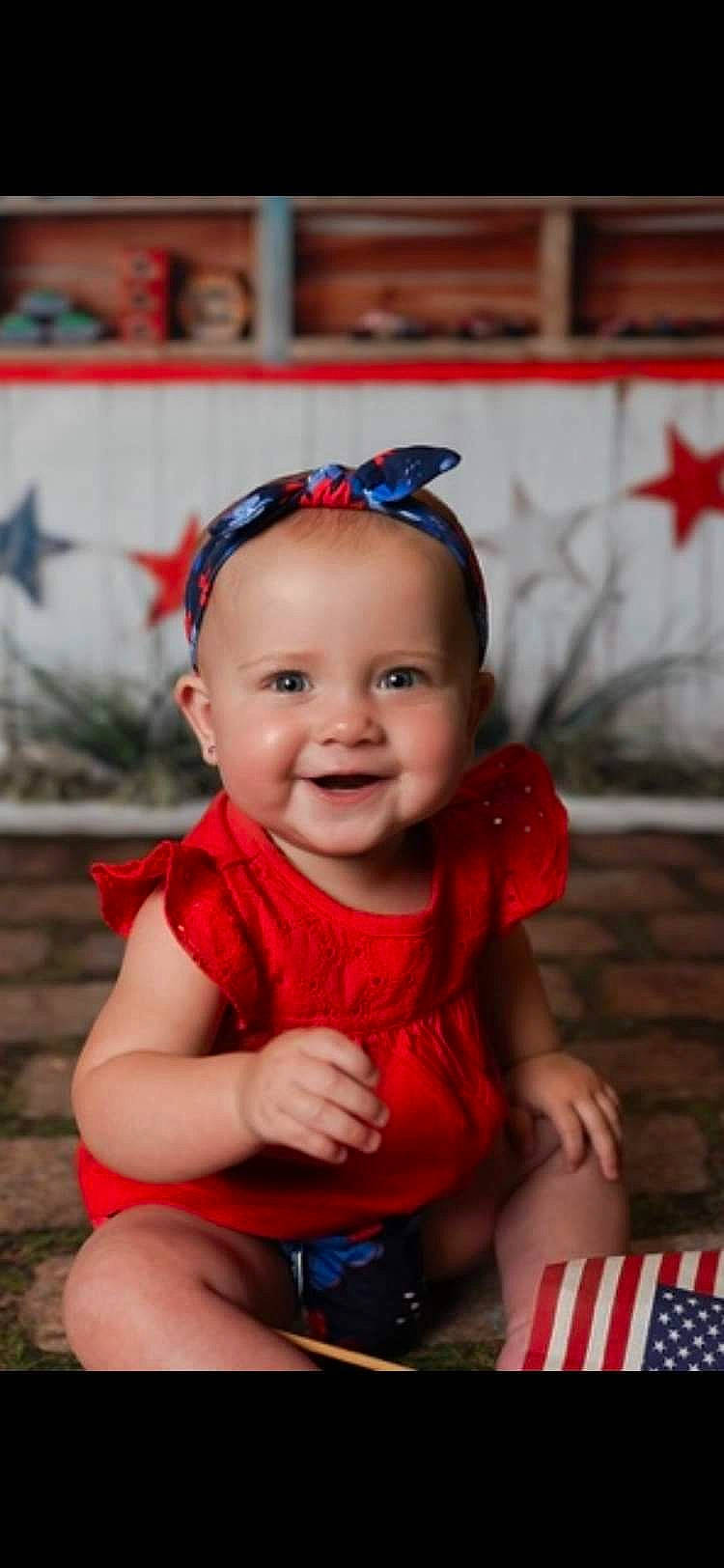 Meah joined the competition — help win amazing prizes! baby, baby_toddler_clothing, blue, cheek, child, eye, face, fashion_accessory, fun, hair_accessory, happy, headband, headwear, joy, lip, magenta, person, plant, red, sitting
