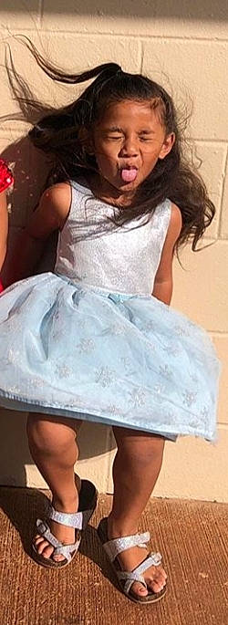 Dyani is registered to the contest to win money with this photo: arm, baby, child, dress, leg, linens, person, textile, toddler