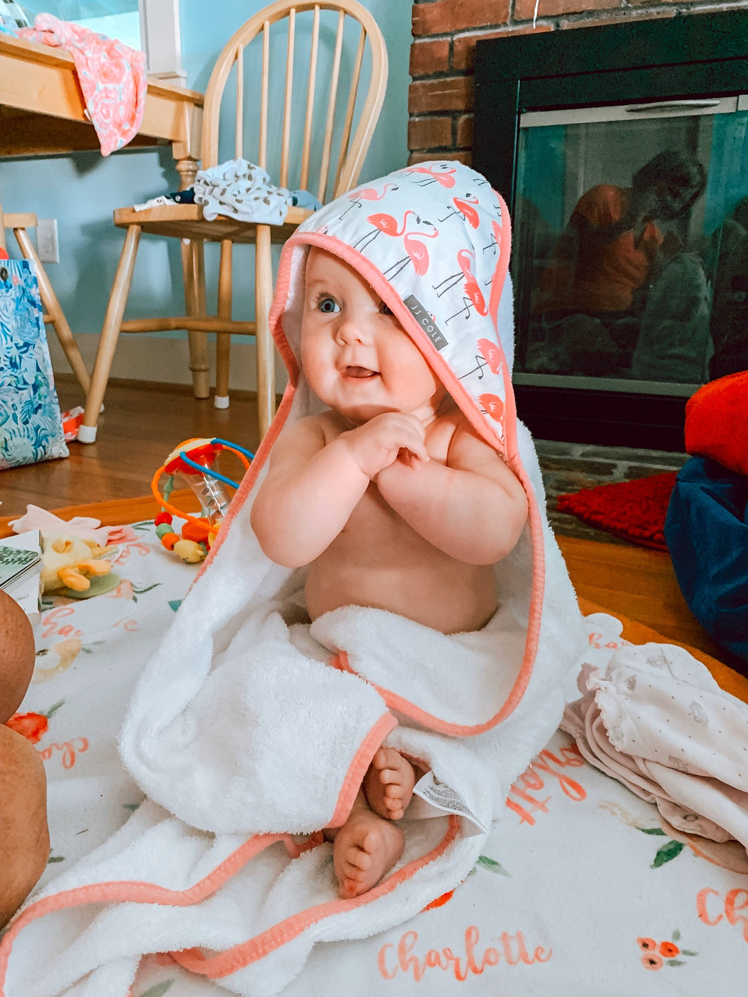 Charlotte joined the competition — help win amazing prizes! abdomen, baby, baby_toddler_clothing, cap, chair, child, comfort, event, fun, happy, hat, headwear, linens, orange, peach, person, room, sitting, skin, textile