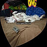 bed, blanket, canine, caption, collar, colorful, comfort, couch, dog, fabric, fur, heart_shape, indoor, lying_down, pet, pillow, relaxing, rest, text_overlay, vignette