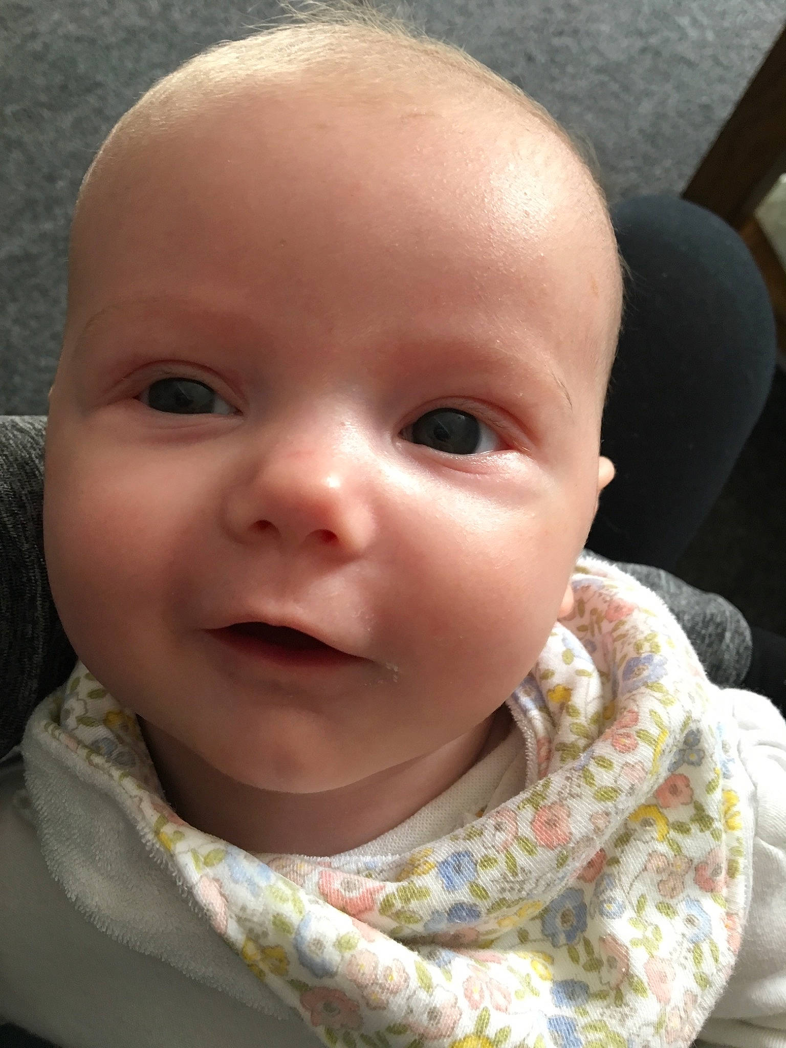 Kayla is registered to the contest to win money with this photo: baby, cheek, child, chin, eyebrow, face, facial_expression, forehead, head, lip, mouth, nose, person, skin, smile, toddler