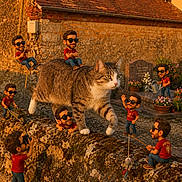 Mercredi participe au concours pour gagner de l'argent avec cette photo : cat, fishing, flowers, garden, house, miniature_people, outdoor, photography, playful, red_shirt, rope_swing, stone_wall, sunglasses, sunset_light, surreal, tabby_cat, toy_mouse, watering_can, wheelbarrow, whimsical