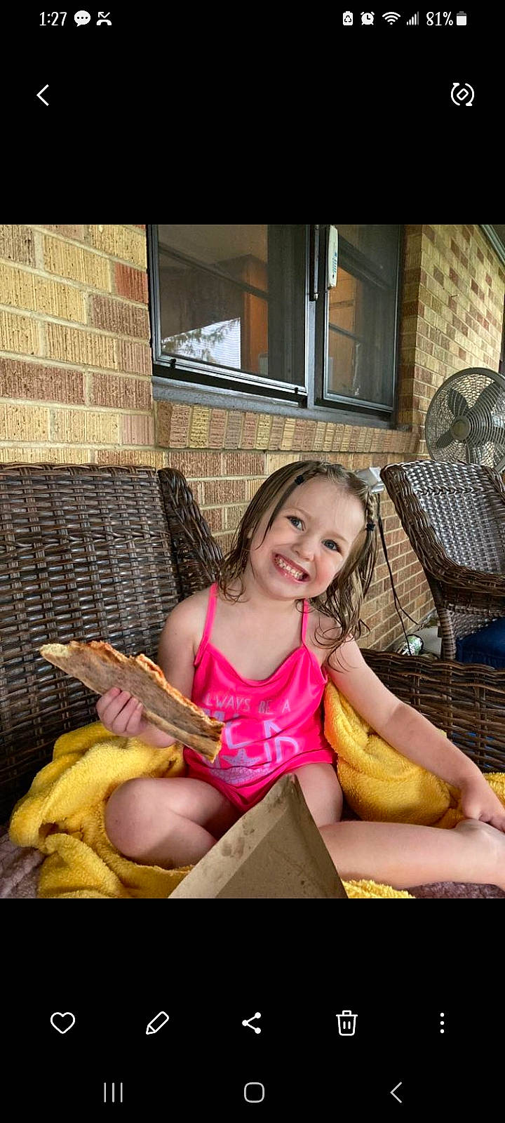 Lydia is registered to the contest to win money with this photo: beauty, chair, child, comfort, flash_photography, flooring, foot, fun, happy, human_leg, joy, leg, leisure, mechanical_fan, person, sitting, smile, thigh, toddler, travel