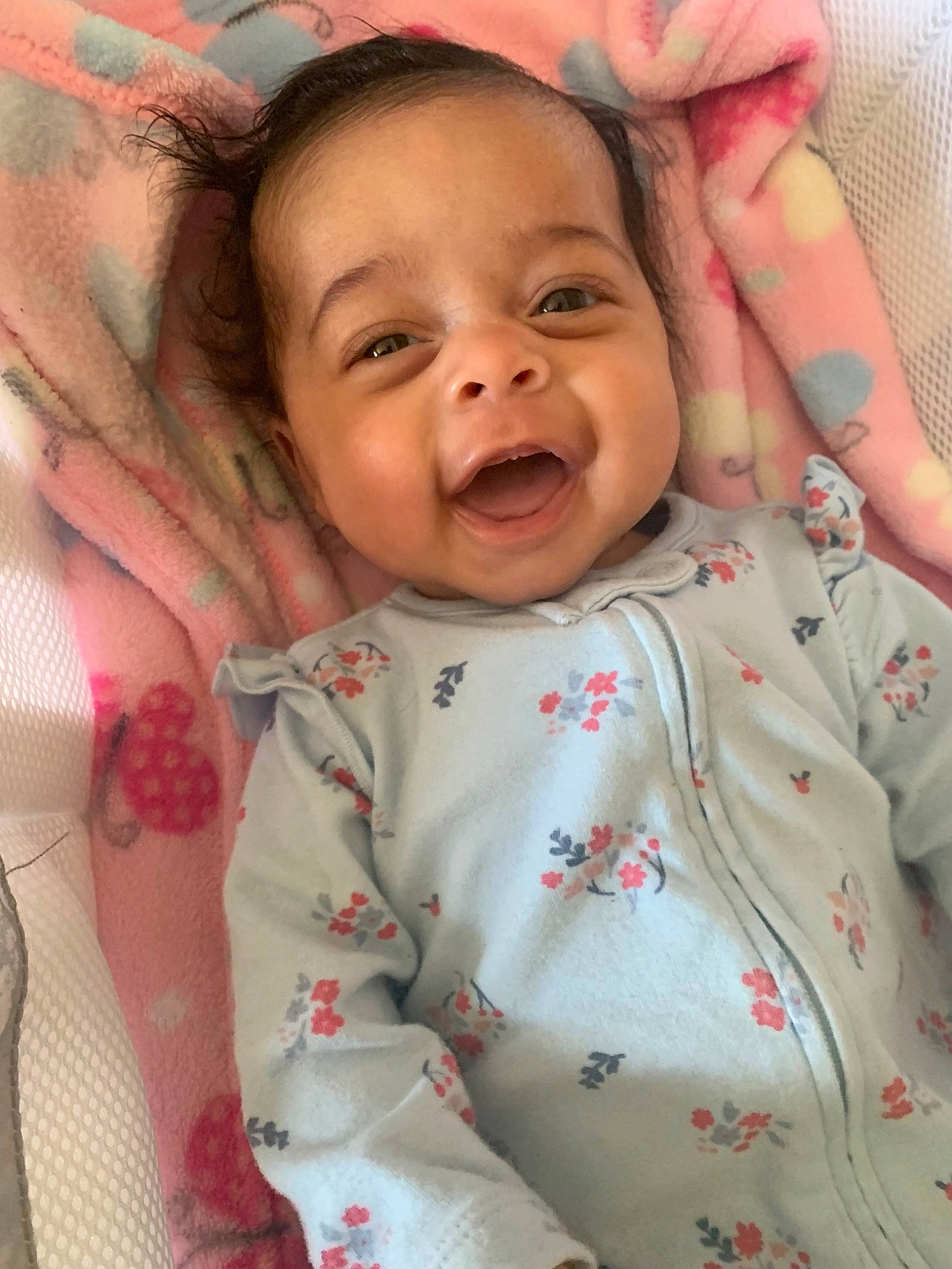 Gabrielle joined the competition — help win amazing prizes! arm, baby, baby_toddler_clothing, cheek, chin, eye, face, facial_expression, gesture, happy, head, lip, mouth, neck, nose, person, pink, skin, sleeve, smile