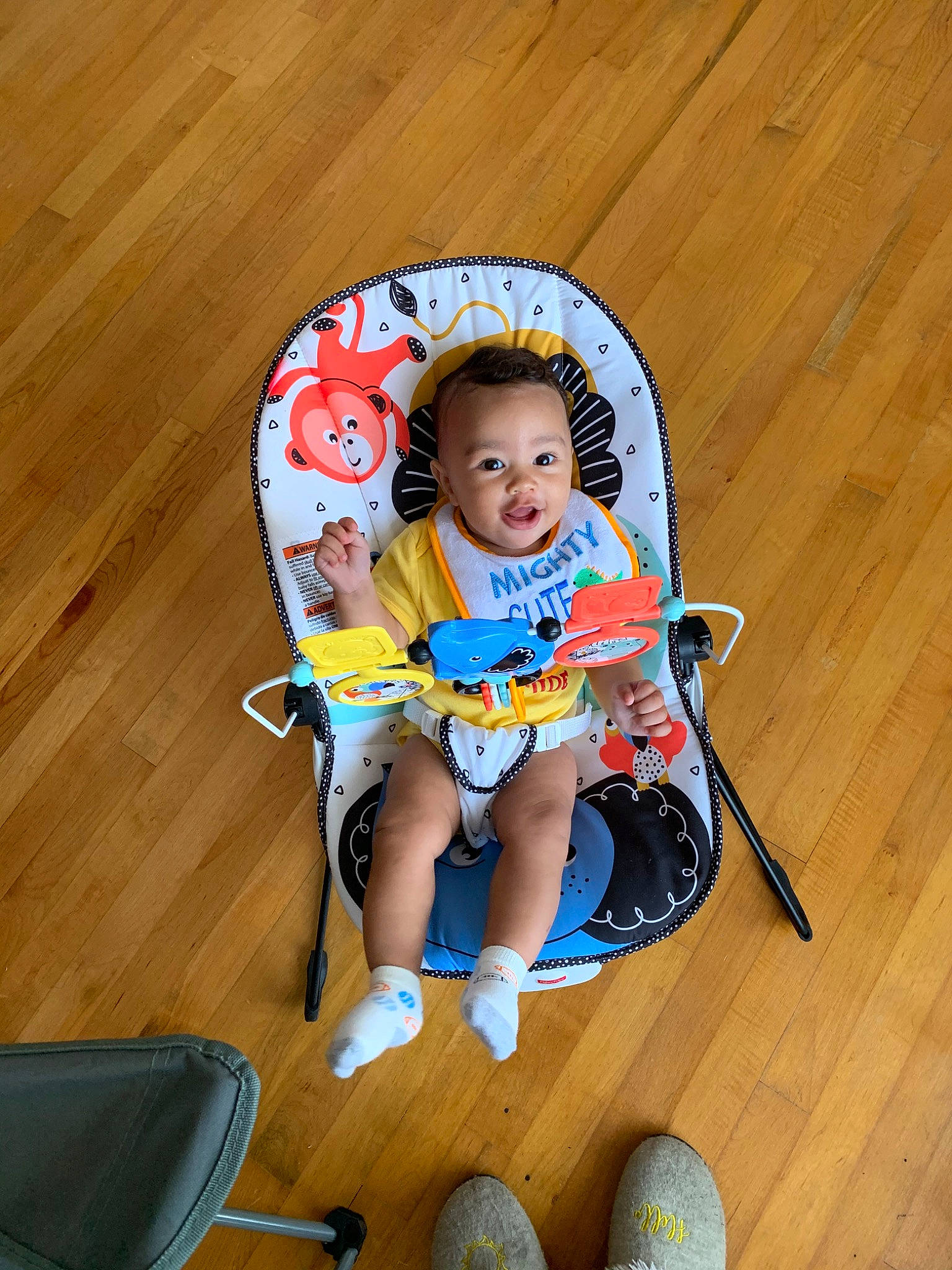 Jonathan joined the competition — help win amazing prizes! baby, child, floor, person, play, product, sitting, toddler, yellow