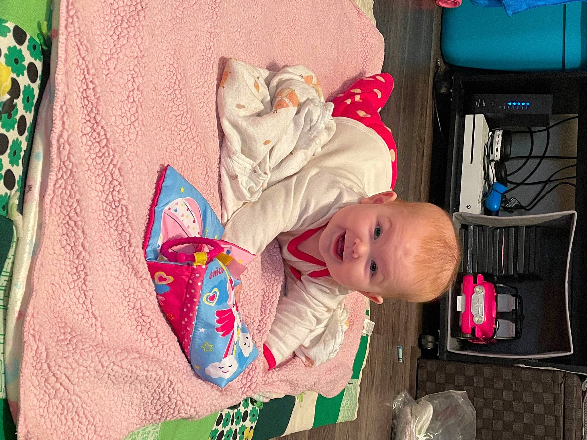Huntley joined the competition — help win amazing prizes! baby, baby_products, baby_safety, baby_toddler_clothing, child, green, hat, linens, luggage_and_bags, magenta, pattern, people, person, pink, product, room, smile, toddler, tree, wood