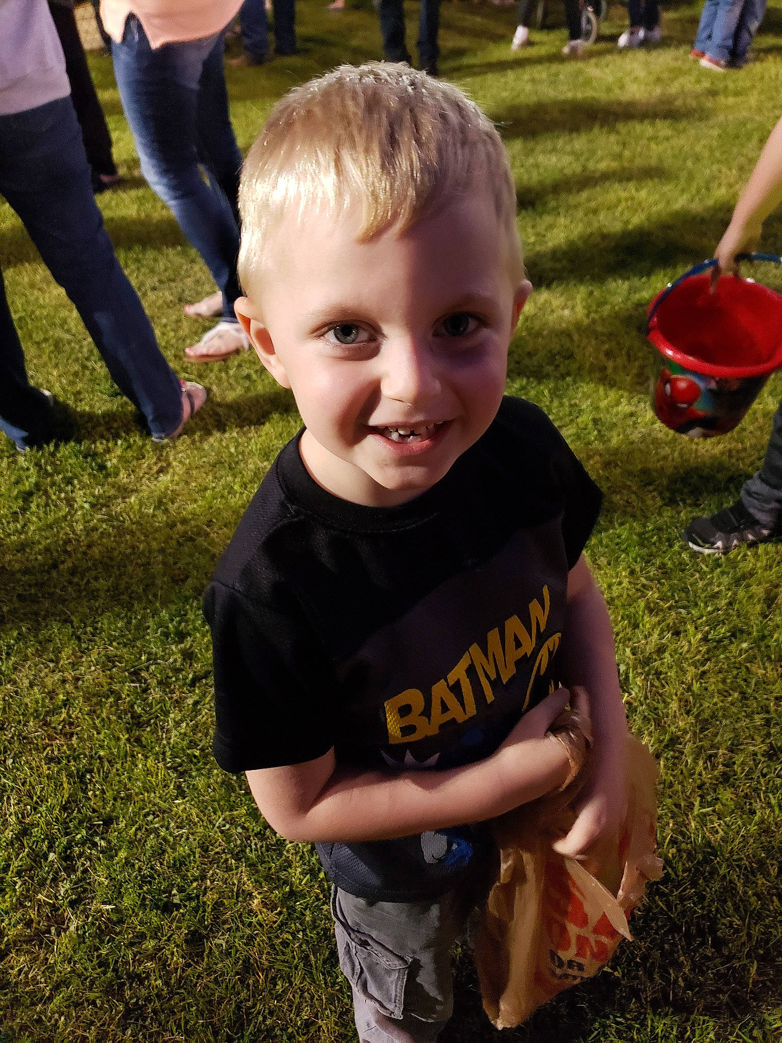 Lucas is registered to the contest to win money with this photo: child, face, facial_expression, fun, grass, happy, joy, laugh, lawn, male, people, person, plant, play, recreation, smile, spring, style, summer, t_shirt