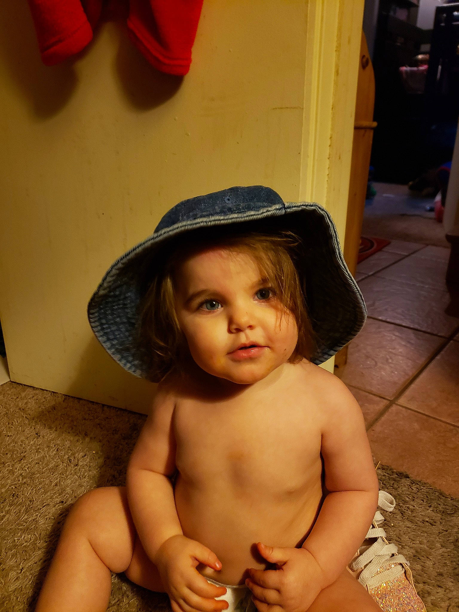 Laney joined the competition — help win amazing prizes! abdomen, baby, cheek, chest, child, fashion_accessory, fun, hat, headgear, leg, mouth, neck, person, skin, smile, sun_hat, toddler, trunk