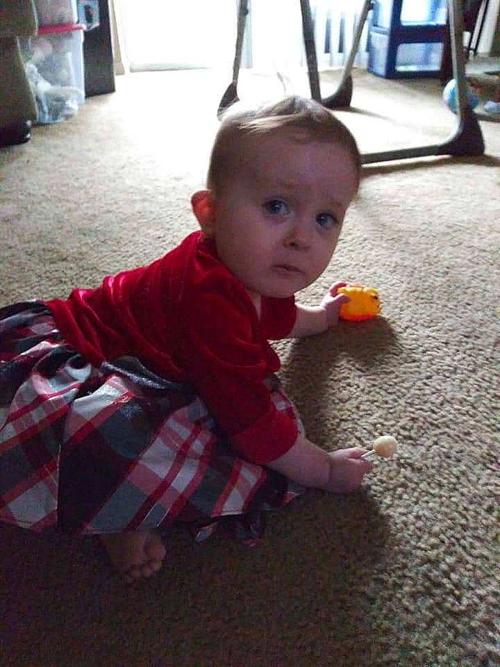 Amber joined the competition — help win amazing prizes! baby, child, crawling, floor, flooring, person, play, toddler