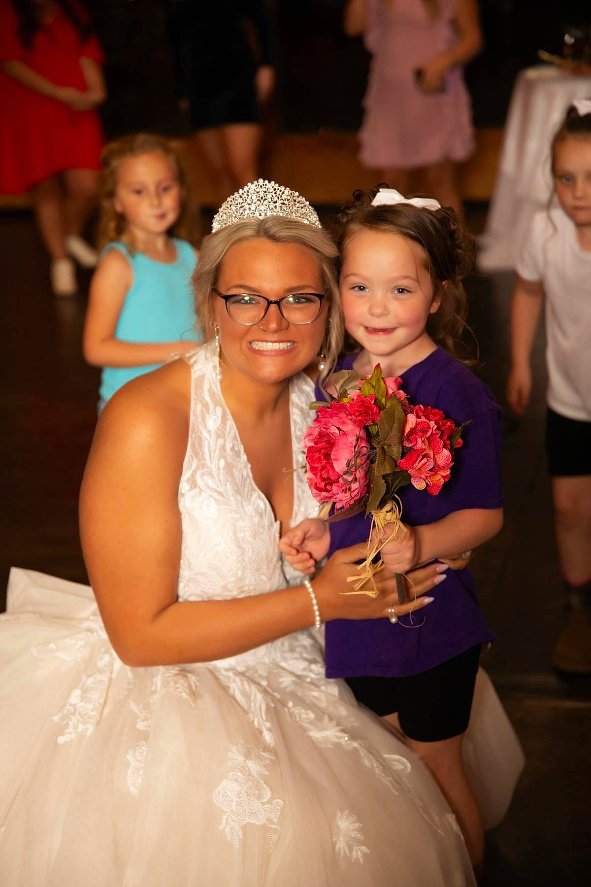 Gracie joined the competition — help win amazing prizes! beauty, bridal_clothing, bridal_party_dress, entertainment, event, facial_expression, fashion_design, flash_photography, formal_wear, fun, gown, happy, human, interaction, jewellery, joy, person, pink, smile, tie