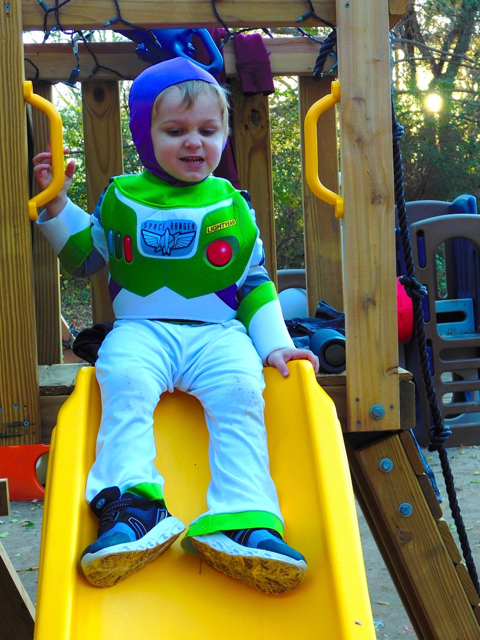 Willie-lee is registered to the contest to win money with this photo: child, chute, fun, headwear, human_settlement, leisure, outdoor_play_equipment, person, play, playground, playground_slide, public_space, recreation, smile, toddler, vacation