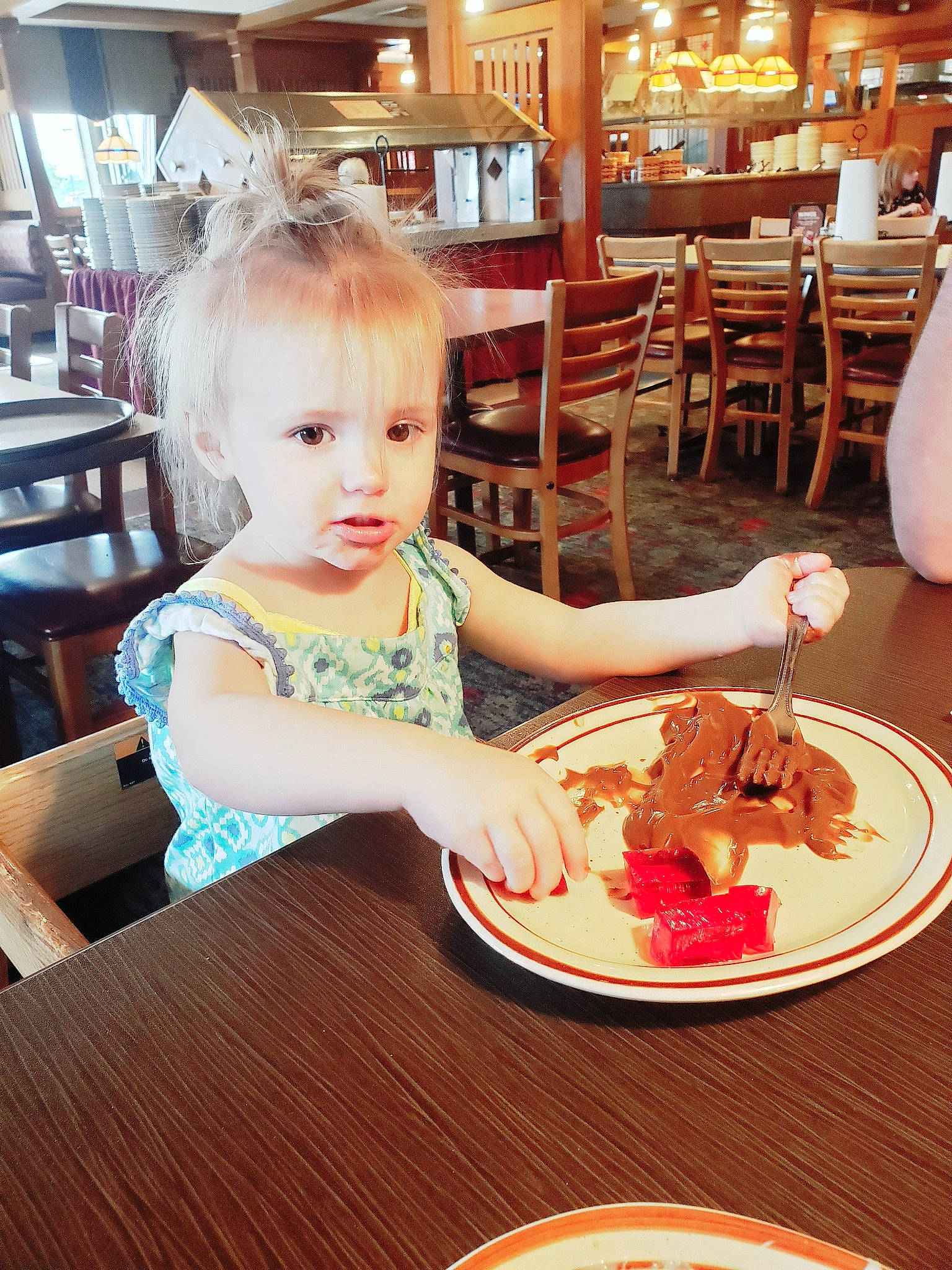 Dorothy joined the competition — help win amazing prizes! breakfast, brunch, child, comfort_food, cuisine, dish, eating, food, full_breakfast, lunch, meal, person, restaurant, table, toddler, vacation