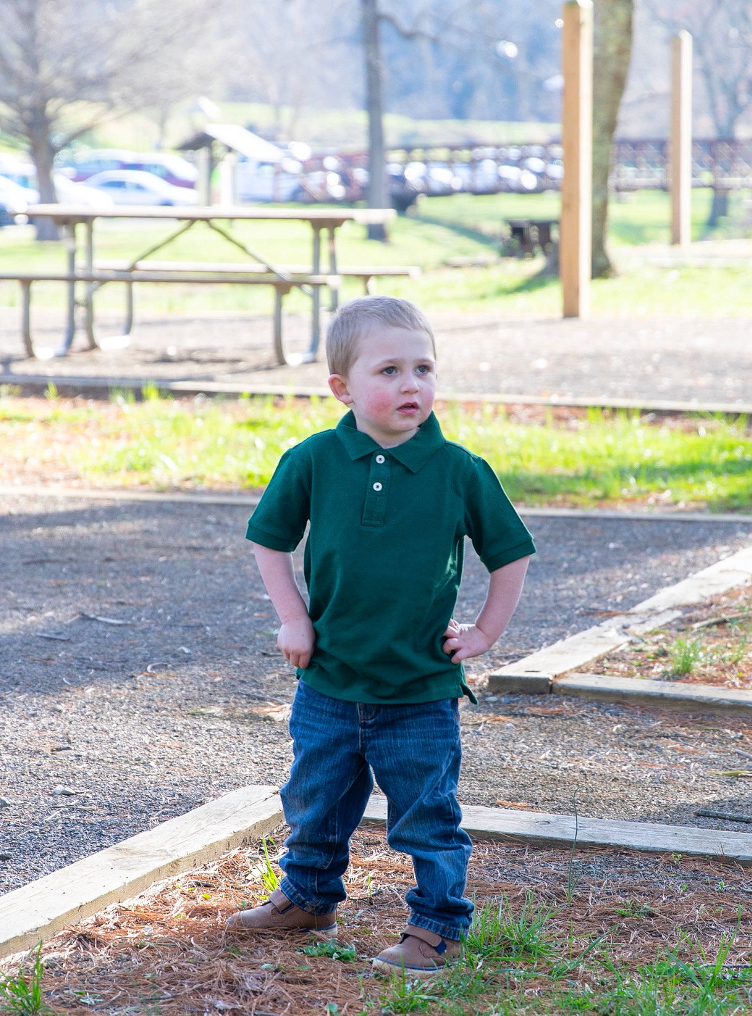 Sheldon is registered to the contest to win money with this photo: baby_toddler_clothing, child, fun, grass, happy, landscape, leaf, leg, leisure, pattern, people_in_nature, person, plant, recreation, sneakers, spring, t_shirt, toddler, tree, wood