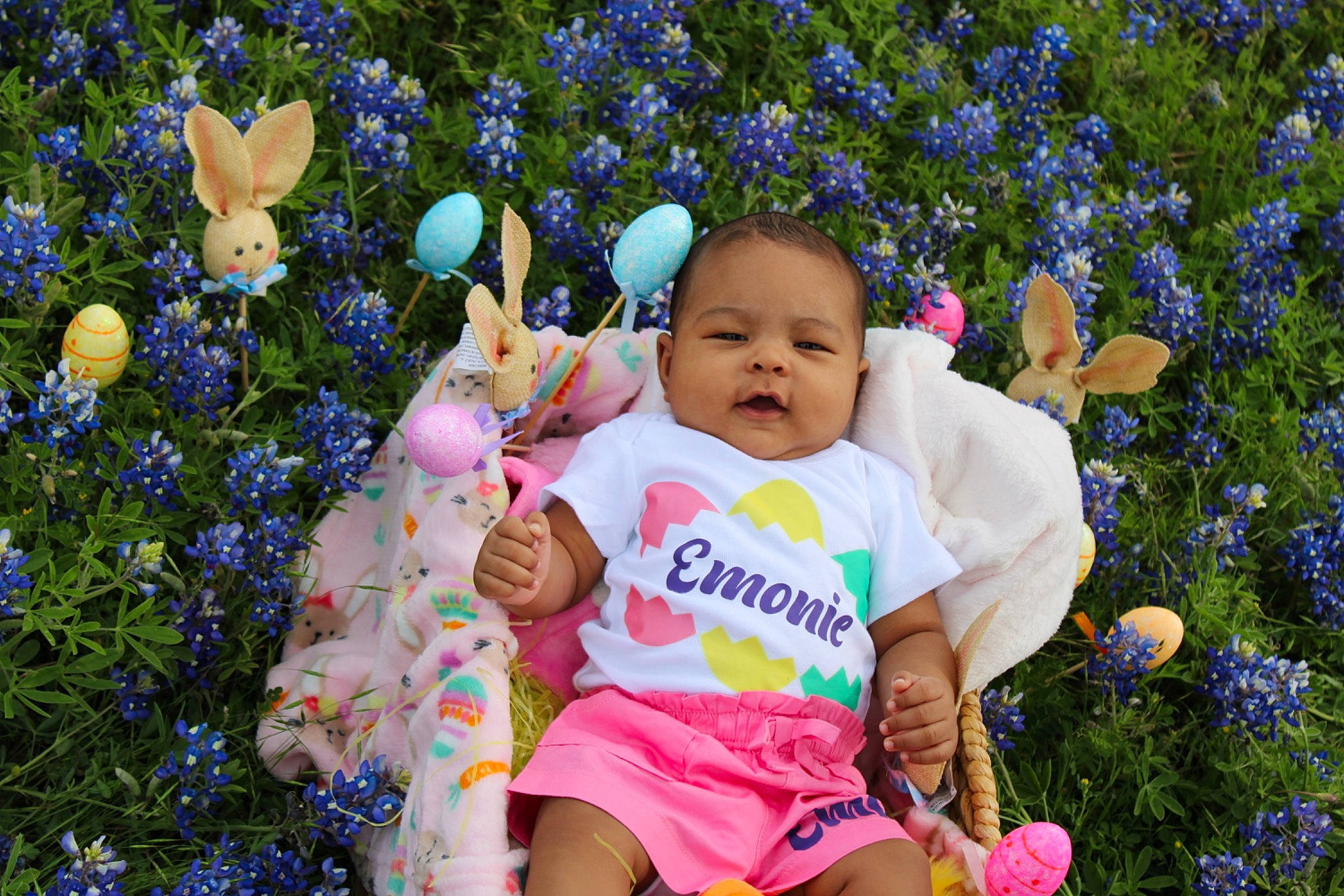 Emonie is registered to the contest to win money with this photo: baby, baby_toddler_clothing, beauty, blue, botany, child, flower, fun, grass, groundcover, happy, meadow, nature, people, people_in_nature, person, photograph, plant, purple, summer