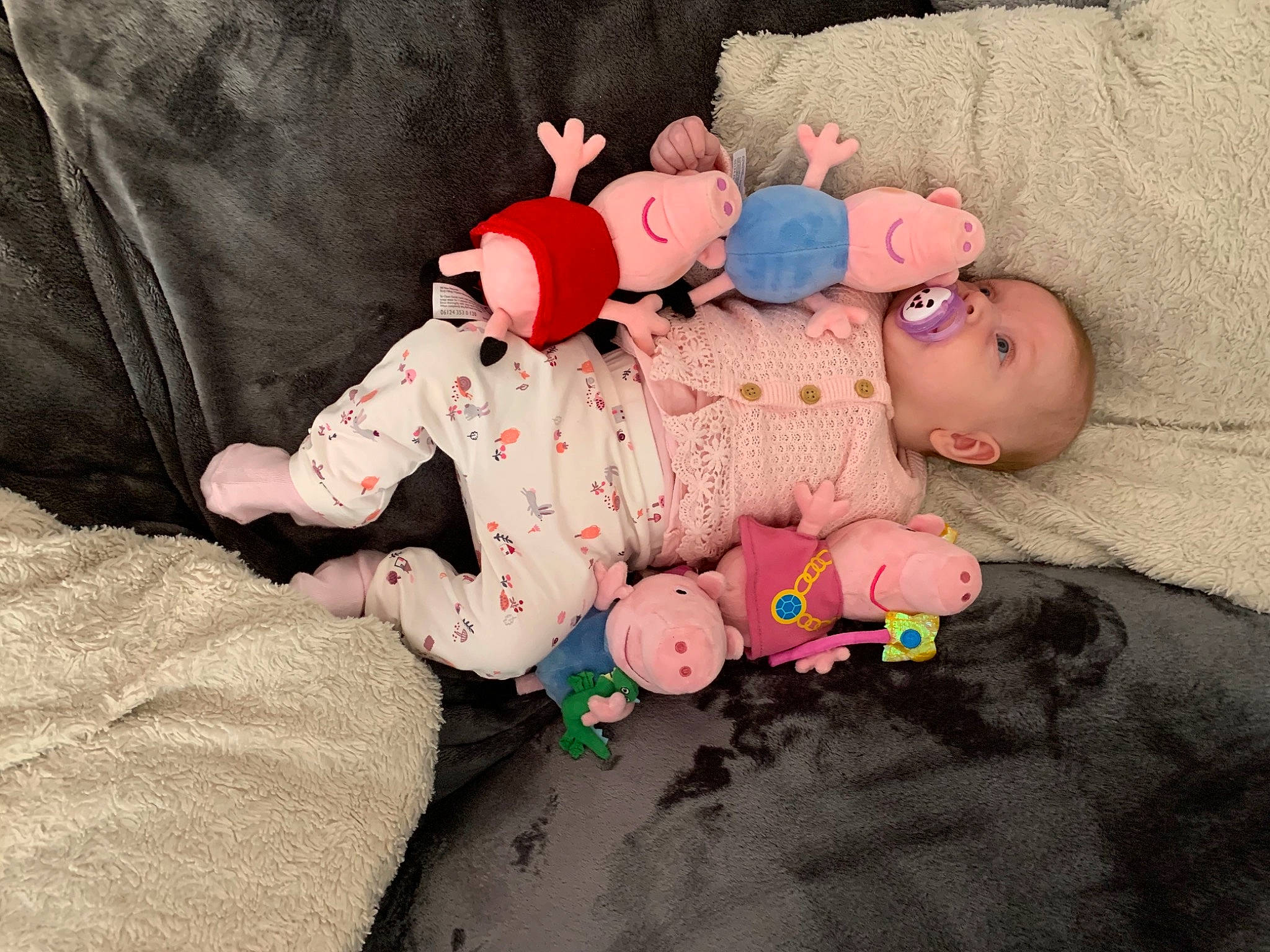 Annie joined the competition — help win amazing prizes! arm, baby, baby_products, baby_sleeping, baby_toddler_clothing, baby_toys, bedtime, cheek, child, comfort, lap, linens, person, pink, plush, skin, sleeve, stuffed_toy, textile, toddler