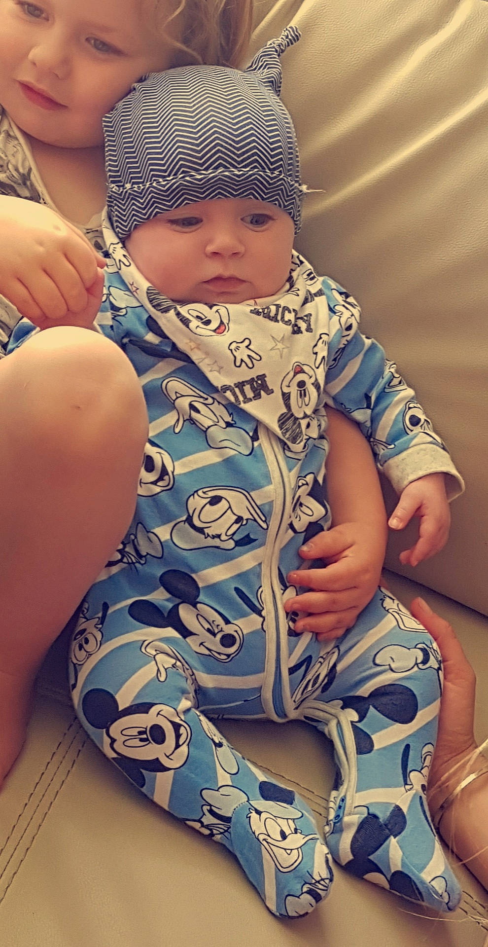 Declyn joined the competition — help win amazing prizes! arm, baby, child, design, headgear, headwear, leg, pattern, person, toddler