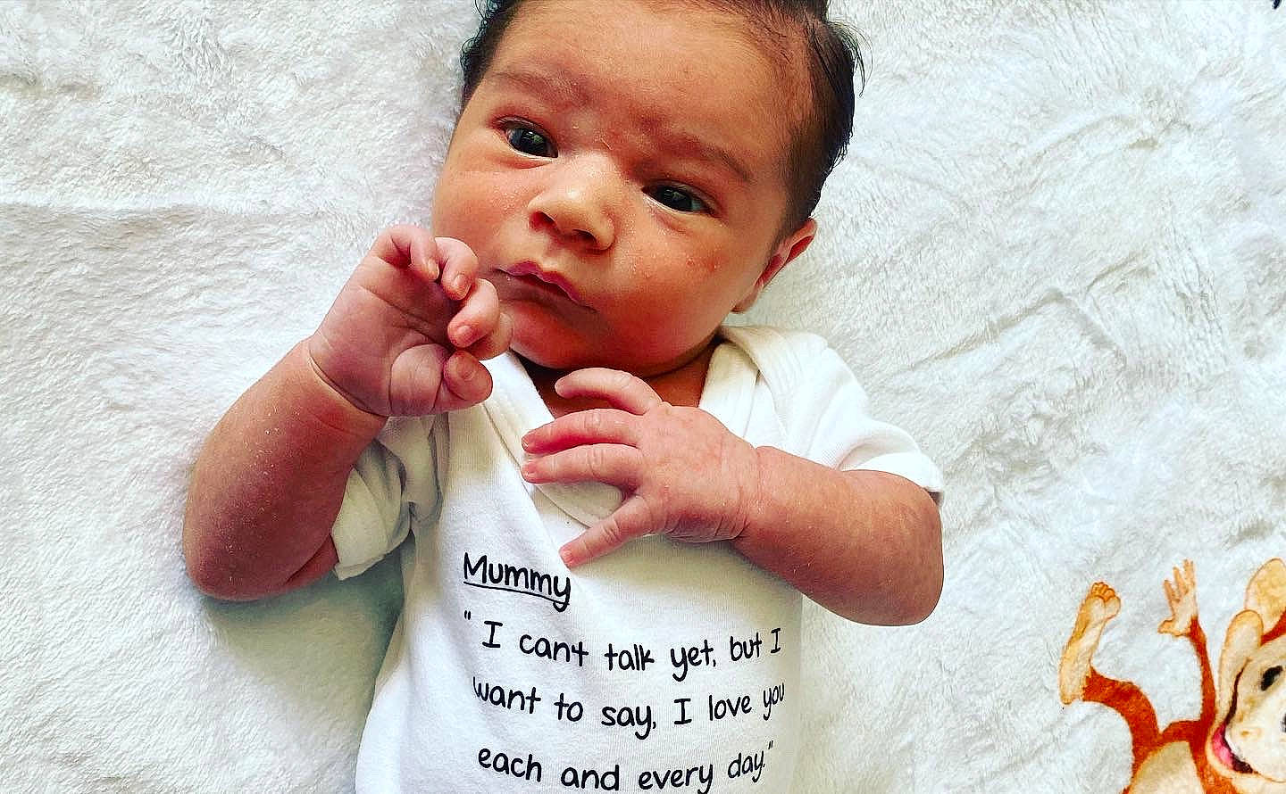 Reggie joined the competition — help win amazing prizes! arm, baby, baby_toddler_clothing, cheek, drinkware, ear, eye, eyelash, face, finger, gesture, hand, happy, lip, mouth, nose, person, product, skin, sleeve