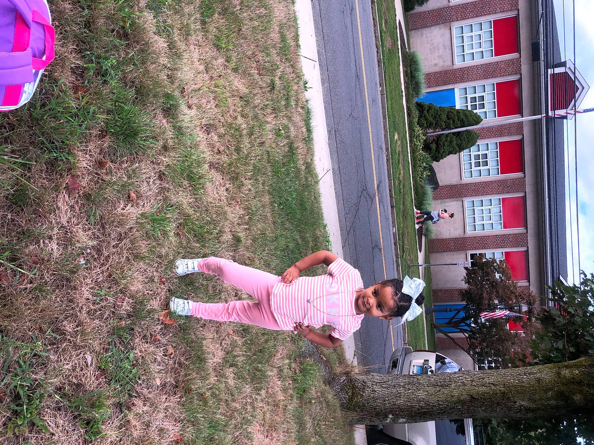 Jaliyah joined the competition — help win amazing prizes! adventure, building, carmine, facade, fun, grass, hat, joy, leisure, magenta, person, pink, plant, recreation, red, shadow, soil, spring, street, tree