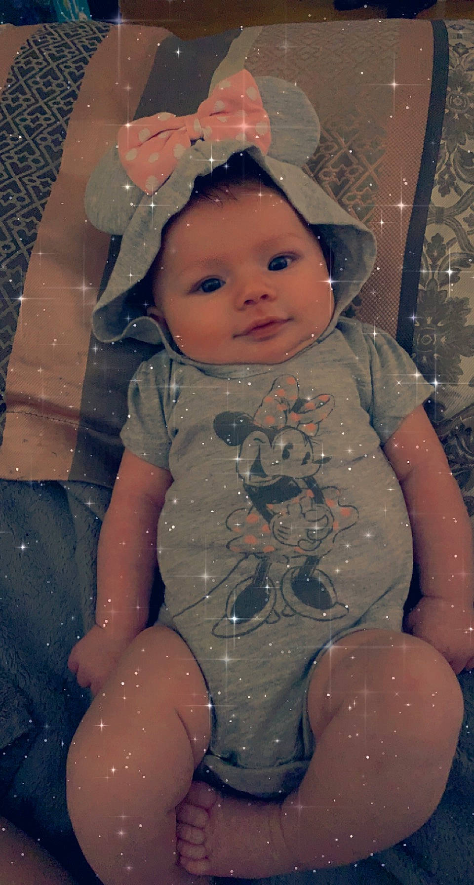 Bellarae is registered to the contest to win money with this photo: baby, baby_toddler_clothing, cap, cheek, child, cool, eye, face, facial_expression, headgear, headwear, human_body, iris, lip, nose, person, pink, skin, sleeve, standing