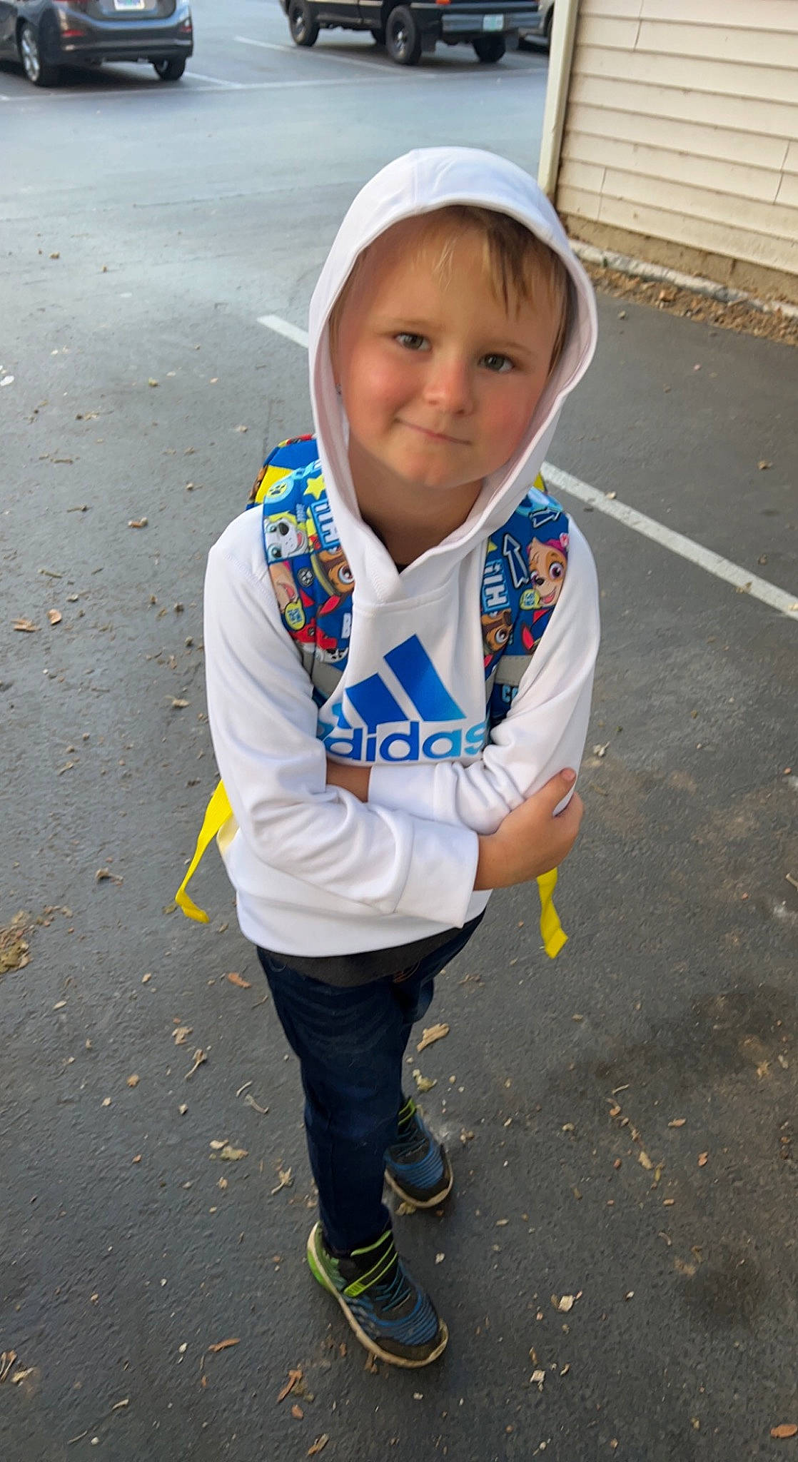 Zayden is registered to the contest to win money with this photo: asphalt, cap, child, concrete, denim, electric_blue, face, fun, happy, joy, pedestrian, person, portrait_photography, recreation, road, road_surface, sandal, sidewalk, smile, soil