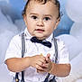Moisés Iza Tamayo joined the competition — help win amazing prizes! toddler, child, boy, face, hands, bow_tie, shirt, suspenders, portrait, studio, background, blue, white, cute, expression, clapping, fashion, young, innocent, smiling