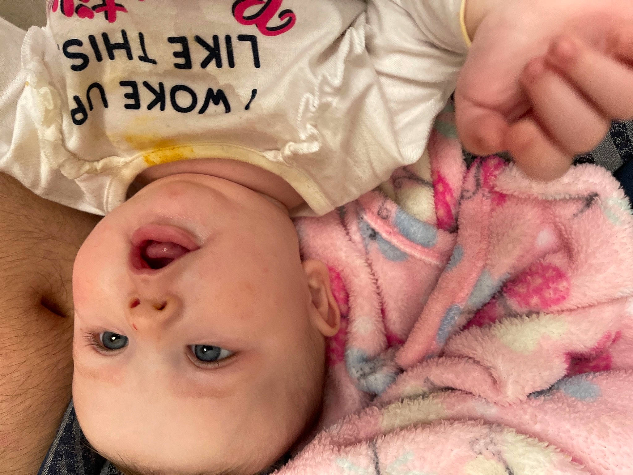 Harmonie is registered to the contest to win money with this photo: baby, baby_products, baby_sleeping, baby_toddler_clothing, bedtime, blanket, cheek, child, eyebrow, fur, human, linens, lip, nail, person, pink, skin, toddler