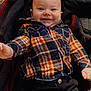 Rhyott is registered to the contest to win money with this photo: baby, black_pants, blanket, casual_wear, child, clothing, cozy, cute, face, happy, infant, lying_down, natural_light, outdoor, person, plaid_shirt, portrait, reaching_hand, smiling, young